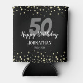 50. Geburtstagsparty mit Confetti Black Dosenkühler (Vorderseite)