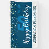 50. Geburtstagsparty mit Confetti Blue Banner (Vertikal)