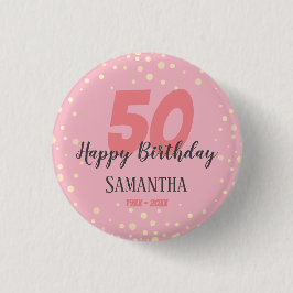 50. Geburtstagsparty mit Confetti Pink Button