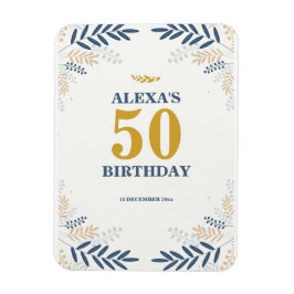 50. Geburtstagsparty mit Creme und Gold Floral Magnet