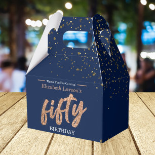 50. Geburtstagsparty Modernes Gold & Blue   Fünfzi Geschenkschachtel