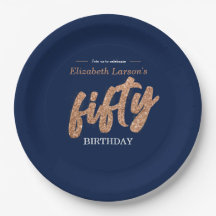 50. Geburtstagsparty Modernes Gold & Blue | Fünfzi