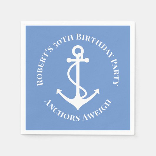 50. Geburtstagsparty Nautical Anchor Serviette (Vorderseite)