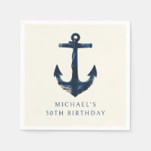 50. Geburtstagsparty Navy Blue Nautical Anchor
