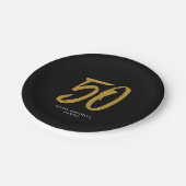 50. Geburtstagsparty personalisiertes Gold Pappteller (Schrägansicht)