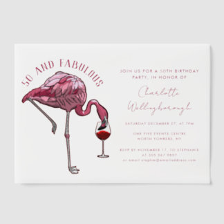 50. Geburtstagsparty Pink Flamingo 50 und Fab Pergament Einladungen