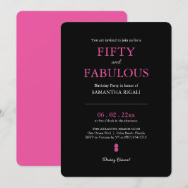 50. Geburtstagsparty Pink Moderne Typografie Einladung