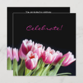 50. Geburtstagsparty Pink Tulip Einladung (Vorne/Hinten)