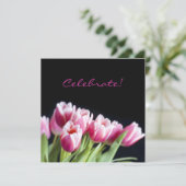 50. Geburtstagsparty Pink Tulip Einladung (Stehend Vorderseite)