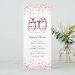 50. Geburtstagsparty-Programm Dank U Rose Gold Einladung