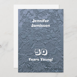 50. Geburtstagsparty Rag Dolls Silver Blue Einladung