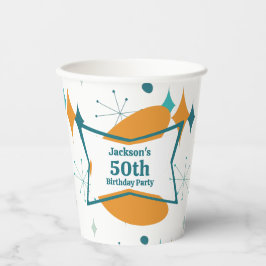 50. Geburtstagsparty Retro Mitte Jahrhundert jedes Pappbecher