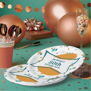 50. Geburtstagsparty Retro Mitte Jahrhundert jedes Pappteller