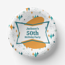 50. Geburtstagsparty Retro Mitte Jahrhundert jedes Pappteller