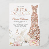 50. Geburtstagsparty Rose Gold Folieneinladung (Vorderseite)