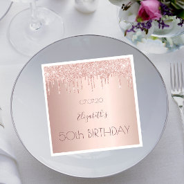 50. Geburtstagsparty Rose Gold Glitzer 50 Jahre Serviette