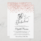 50. Geburtstagsparty Rose Gold Glitzer Einladung (Vorne/Hinten)