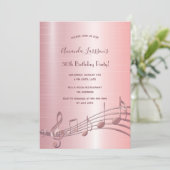 50. Geburtstagsparty Rose Gold Musiknoten Einladung (Stehend Vorderseite)