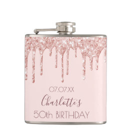 50. Geburtstagsparty Rose Gold Tropfen rosa Flachmann