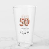 50. Geburtstagsparty Rose Goldname Glas (Vorderseite)