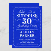 50. Geburtstagsparty - Royal Blue White Einladung (Vorne/Hinten)