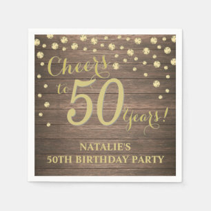 50. Geburtstagsparty Rustikales Holz und Gold Diam Serviette