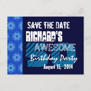 50. Geburtstagsparty Save the Date Blue Midnight Ankündigungspostkarte