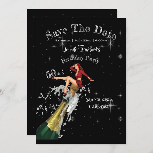 50. Geburtstagsparty Save the Date Einladung (Vorne/Hinten)