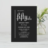 50. Geburtstagsparty Schwarz-weiß 50. Einladung (Stehend Vorderseite)