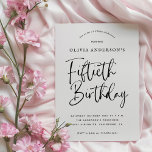 50. Geburtstagsparty | Schwarz-Weiß-Typografie Einladung<br><div class="desc">Dieses einfache, aber immer so elegante Design zeichnet sich durch moderne schwarz-weiße Typografie und die Worte "50. Geburtstag" in Kalligraphie-Skript aus. Die Einladungen kehren zu einem subtilen Art-Déco-Muster in chromatisch grau und schwarz um. Der 50. Geburtstag lädt mit seiner Eleganz und Eleganz zum Set der stilvollen Kulisse für Ihre Feiern...</div>