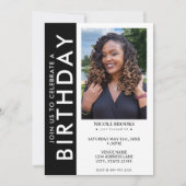 50. Geburtstagsparty, Schwarz-weiße Seitenstreifen Einladung (Vorderseite)