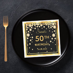 50. Geburtstagsparty schwarze Golddiamanten Serviette