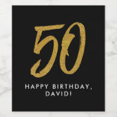 50. Geburtstagsparty schwarzes Gold Gefallen Weinetikett (Einzelnes Label)