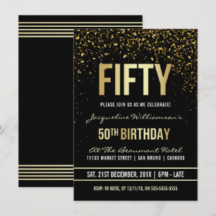 50. Geburtstagsparty   Shimmering Gold Confetti Einladung