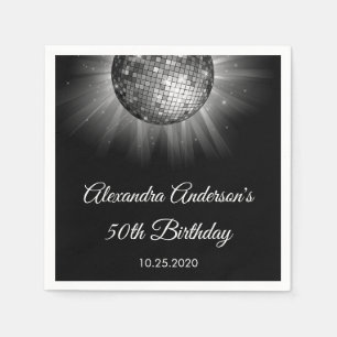 50. Geburtstagsparty Silver Disco Ball Serviette
