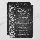 50. Geburtstagsparty Sparkle Schwarz Einladung (Vorne/Hinten)