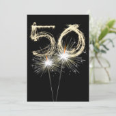 50. Geburtstagsparty Sparkler Einladung (Stehend Vorderseite)