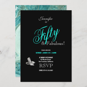 50. Geburtstagsparty Stilettos Turquoise Schriftar Einladung