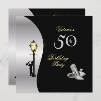 50. Geburtstagsparty Stillettos Diamond Lamp Post Einladung