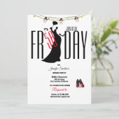 50. Geburtstagsparty Streifen Stiletto's Einzigart Einladung (Stehend Vorderseite)