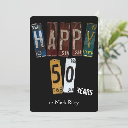 50. Geburtstagsparty-Teller Einladung (Stehend Vorderseite)