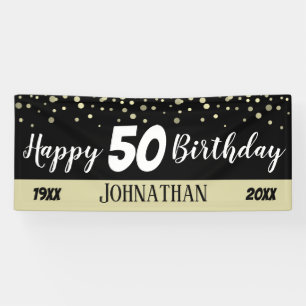 50. Geburtstagsparty Text mit Confetti Banner