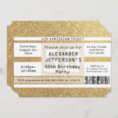 50. Geburtstagsparty Ticket Goldsparkle Einladung (Vorne/Hinten)