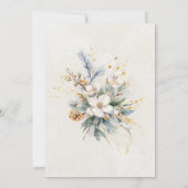 50. Geburtstagsparty Winter Weiße Blumengrün Einladung (Rückseite)