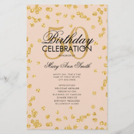 50. Geburtstagsprogramm Gold Glitzer mit Menü Rose