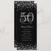 50. Geburtstagsprogramm Silver Black Confetti Einladung (Vorne/Hinten)