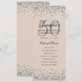 50. Geburtstagsprogramm Silver Confetti Champagne Einladung (Vorne/Hinten)