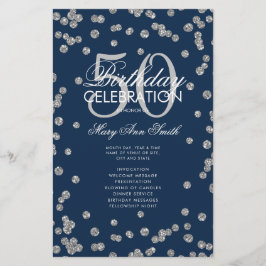 50. Geburtstagsprogramm Silver Glitzer mit Menu Na Flyer