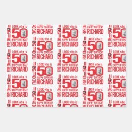 50. Geburtstagsrot aussehen 50 benutzerdefinierter Geschenkpapier Set