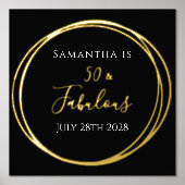 50. Geburtstagsschwarz-Gold-Geburtstagsparty Foliendrucke (Vorderseite)